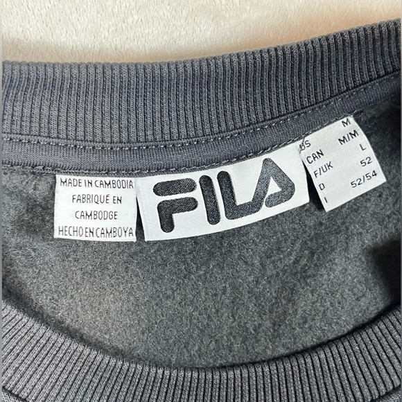 NWT FILA Medium Crewneck Soft Cotton Gray Box Logo Sweater Tennis Soccer - Picture 5 of 10